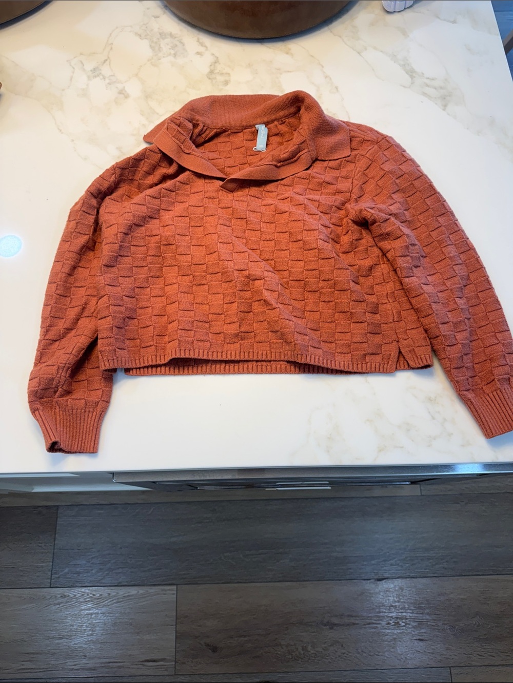 The Southern Shirt Company Cropped Rust Cowl Neck Sweater